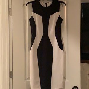 Calvin Klein midi dress navy and white